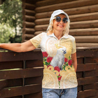 New Zealand Aotearoa Cockatoo Women Polo Shirt Maori Pattern With Pohutukawa Flowers