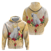 New Zealand Aotearoa Cockatoo Zip Hoodie Maori Pattern With Pohutukawa Flowers LT05 - Polynesian Pride