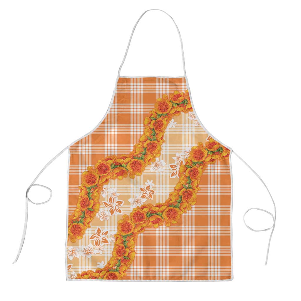 Orange Hawaii Palaka Apron Hawaiian Ilima Lei