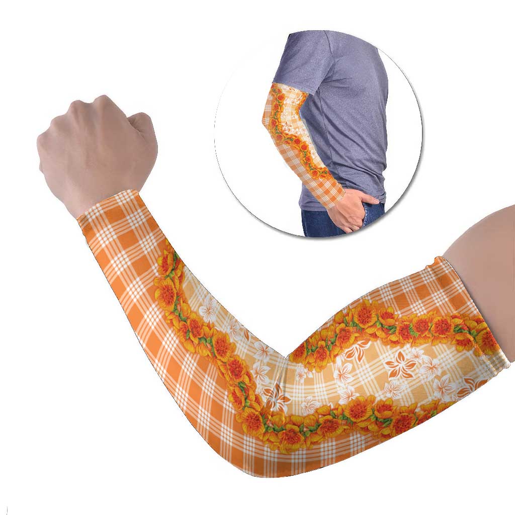Orange Hawaii Palaka Arm Sleeves Hawaiian Ilima Lei LT05 Set of 2 Orange - Polynesian Pride