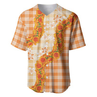 Orange Hawaii Palaka Baseball Jersey Hawaiian Ilima Lei