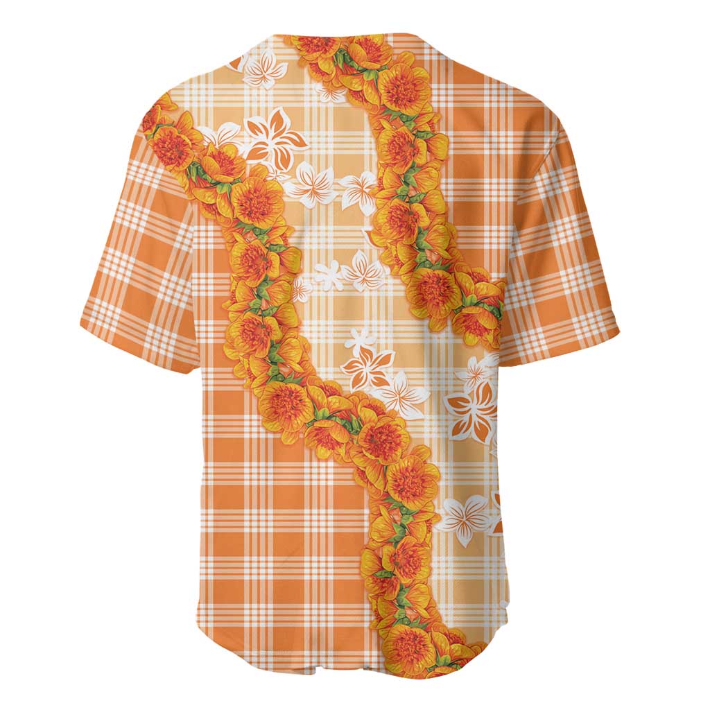 Orange Hawaii Palaka Baseball Jersey Hawaiian Ilima Lei