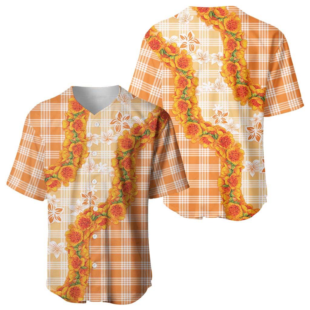 Orange Hawaii Palaka Baseball Jersey Hawaiian Ilima Lei