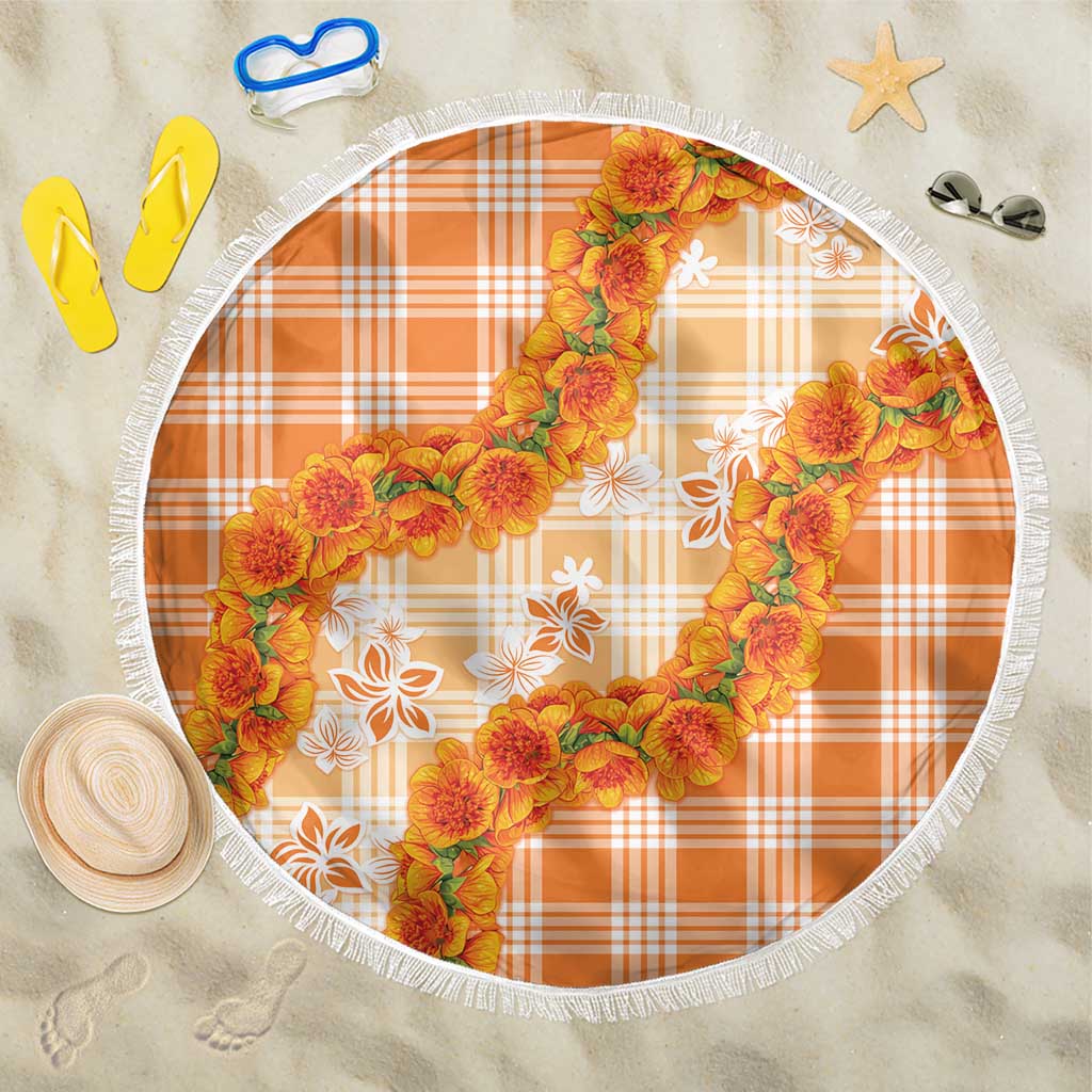 Orange Hawaii Palaka Beach Blanket Hawaiian Ilima Lei