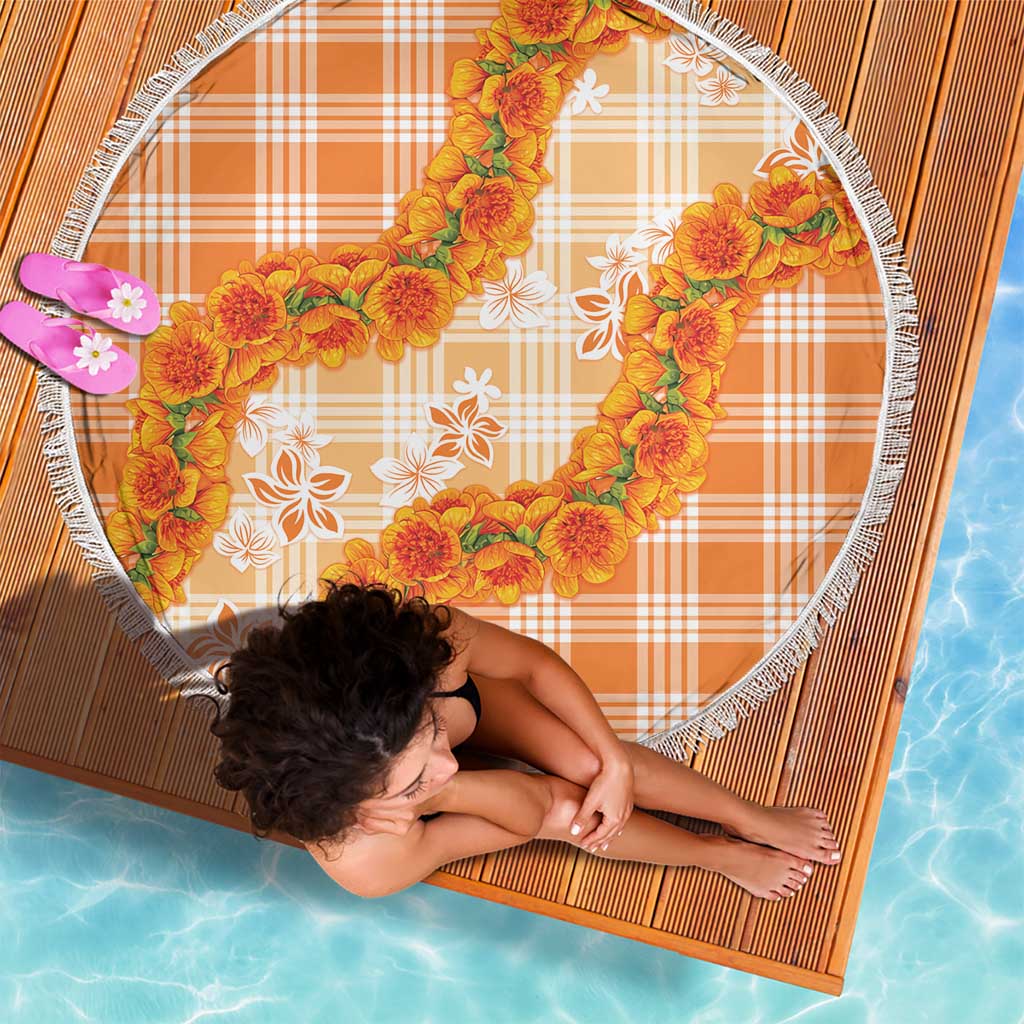 Orange Hawaii Palaka Beach Blanket Hawaiian Ilima Lei