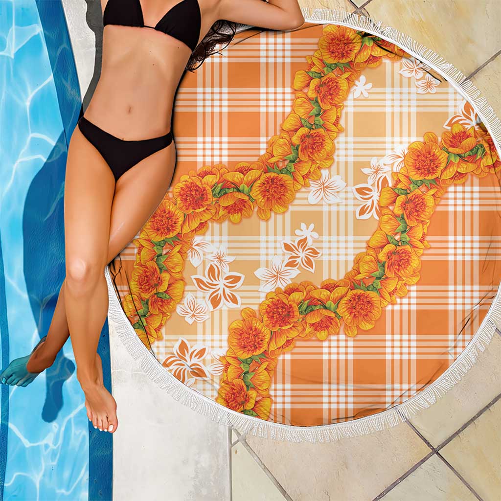 Orange Hawaii Palaka Beach Blanket Hawaiian Ilima Lei