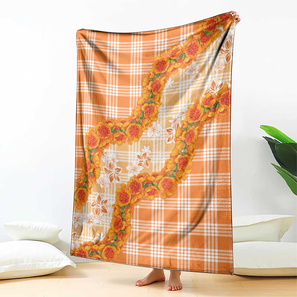 Orange Hawaii Palaka Blanket Hawaiian Ilima Lei