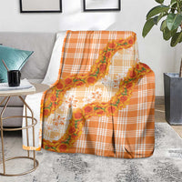 Orange Hawaii Palaka Blanket Hawaiian Ilima Lei