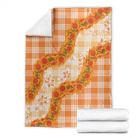Orange Hawaii Palaka Blanket Hawaiian Ilima Lei