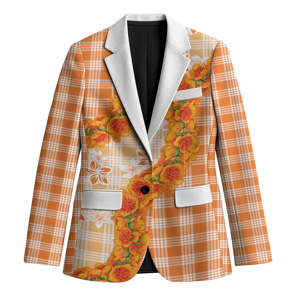 Orange Hawaii Palaka Blazer Hawaiian Ilima Lei