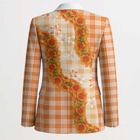 Orange Hawaii Palaka Blazer Hawaiian Ilima Lei