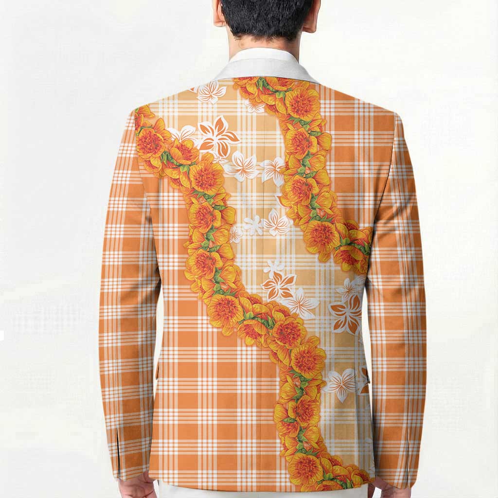 Orange Hawaii Palaka Blazer Hawaiian Ilima Lei