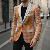 Orange Hawaii Palaka Blazer Hawaiian Ilima Lei