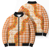Orange Hawaii Palaka Bomber Puffer Jacket Hawaiian Ilima Lei