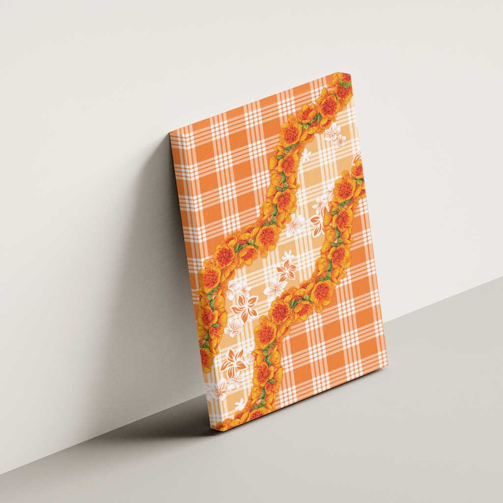 Orange Hawaii Palaka Canvas Wall Art Hawaiian Ilima Lei