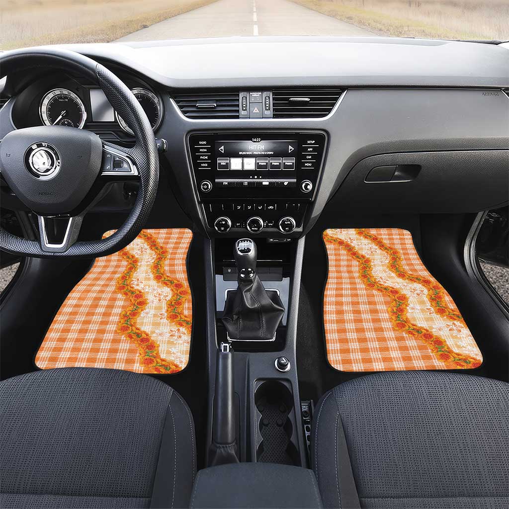Orange Hawaii Palaka Car Mats Hawaiian Ilima Lei