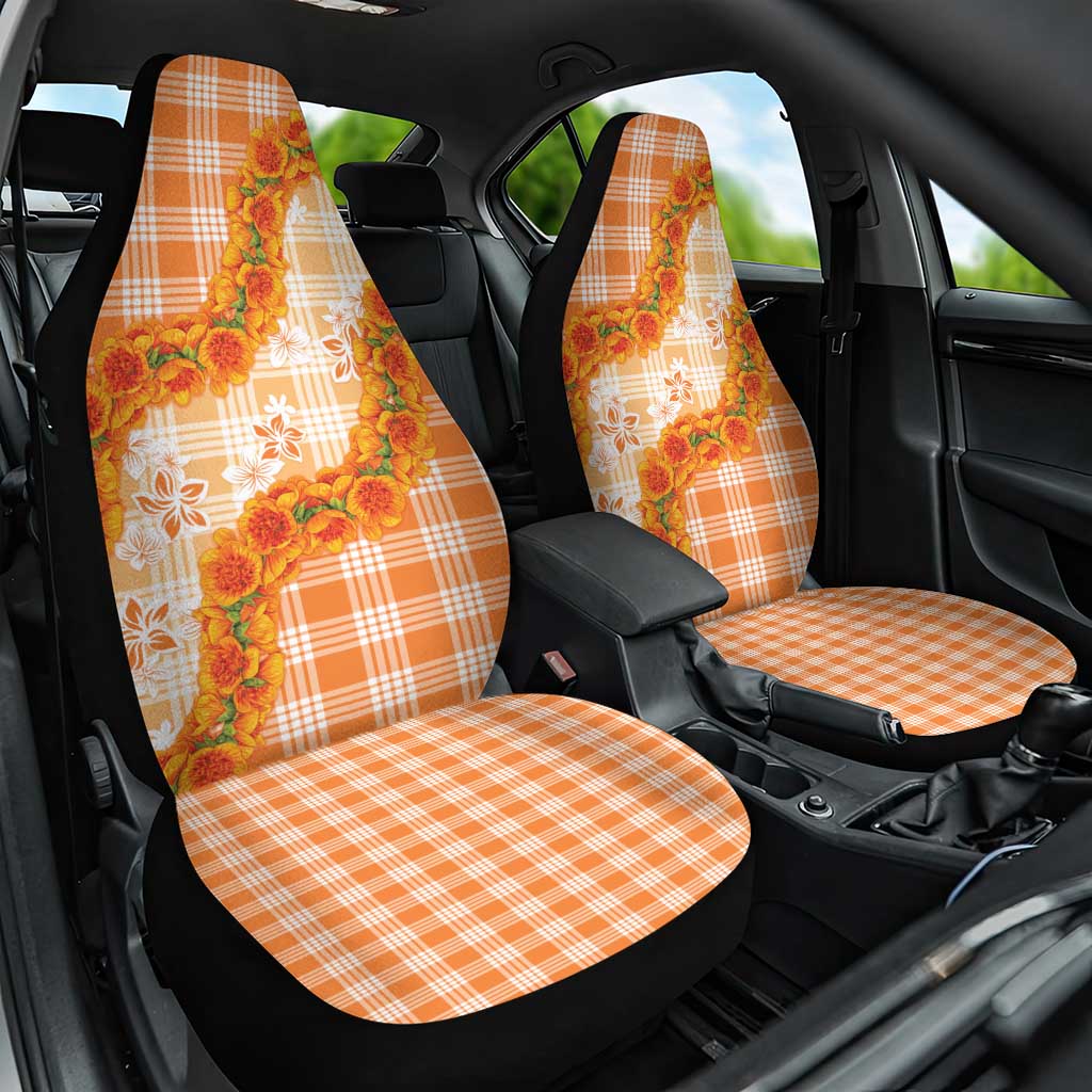 Orange Hawaii Palaka Car Seat Cover Hawaiian Ilima Lei LT05 One Size Orange - Polynesian Pride