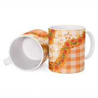 Orange Hawaii Palaka Ceramic Mug Hawaiian Ilima Lei