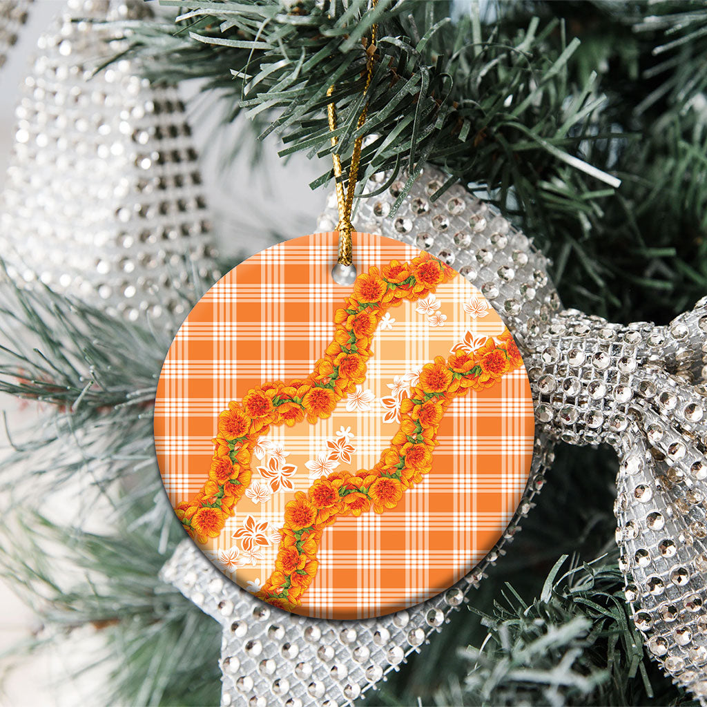 Orange Hawaii Palaka Ceramic Ornament Hawaiian Ilima Lei