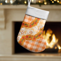 Orange Hawaii Palaka Christmas Stocking Hawaiian Ilima Lei