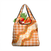 Orange Hawaii Palaka Grocery Bag Hawaiian Ilima Lei