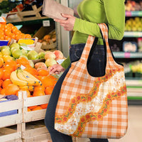 Orange Hawaii Palaka Grocery Bag Hawaiian Ilima Lei