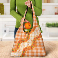 Orange Hawaii Palaka Grocery Bag Hawaiian Ilima Lei