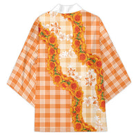 Orange Hawaii Palaka Kimono Hawaiian Ilima Lei