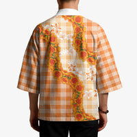 Orange Hawaii Palaka Kimono Hawaiian Ilima Lei
