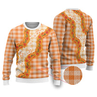 Orange Hawaii Palaka Ugly Christmas Sweater Hawaiian Ilima Lei