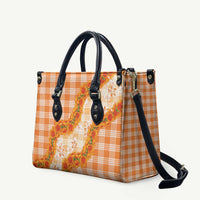 Orange Hawaii Palaka Leather Bag Hawaiian Ilima Lei