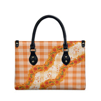 Orange Hawaii Palaka Leather Bag Hawaiian Ilima Lei