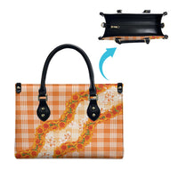 Orange Hawaii Palaka Leather Bag Hawaiian Ilima Lei