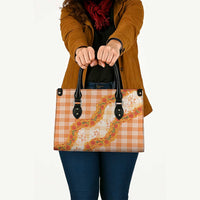 Orange Hawaii Palaka Leather Bag Hawaiian Ilima Lei