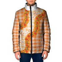 Orange Hawaii Palaka Padded Jacket Hawaiian Ilima Lei