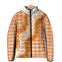 Orange Hawaii Palaka Padded Jacket Hawaiian Ilima Lei