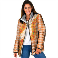 Orange Hawaii Palaka Padded Jacket Hawaiian Ilima Lei