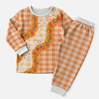 Orange Hawaii Palaka Christmas Pajama Set Hawaiian Ilima Lei