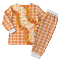 Orange Hawaii Palaka Christmas Pajama Set Hawaiian Ilima Lei