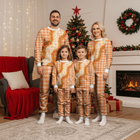 Orange Hawaii Palaka Christmas Pajama Set Hawaiian Ilima Lei