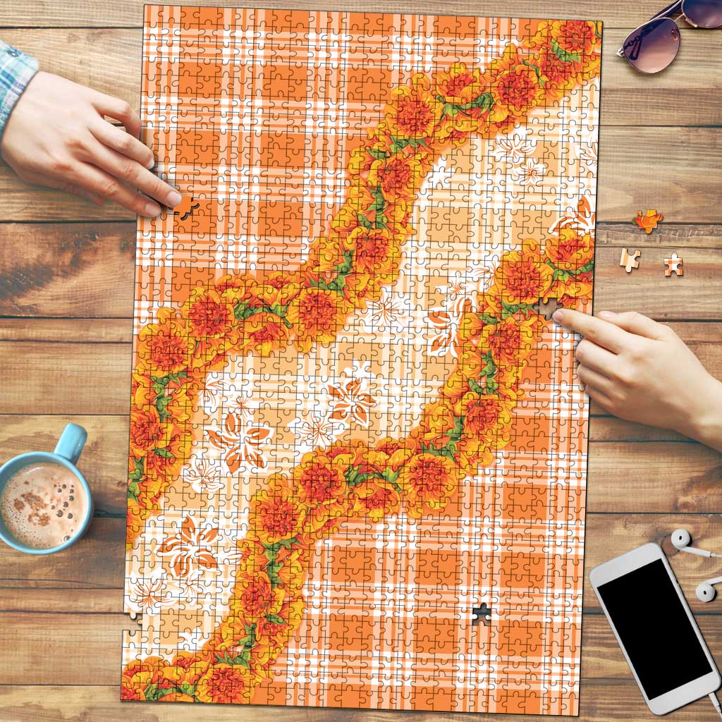 Orange Hawaii Palaka Puzzle Hawaiian Ilima Lei LT05 Orange - Polynesian Pride
