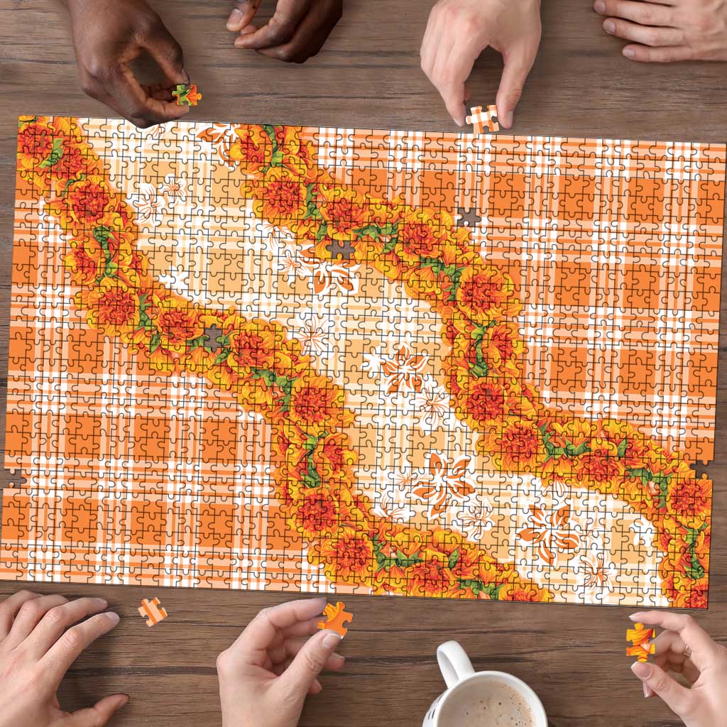 Orange Hawaii Palaka Puzzle Hawaiian Ilima Lei