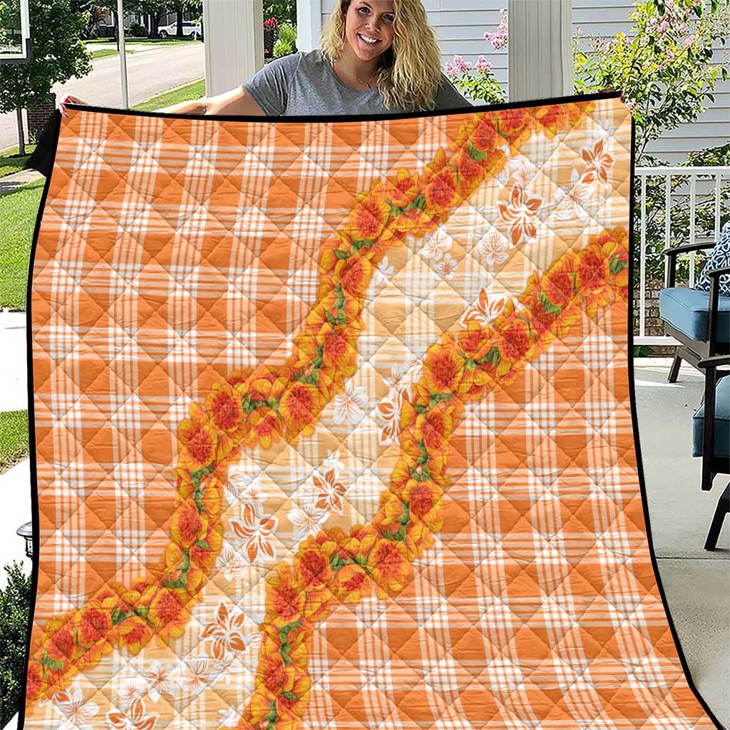 Orange Hawaii Palaka Quilt Hawaiian Ilima Lei