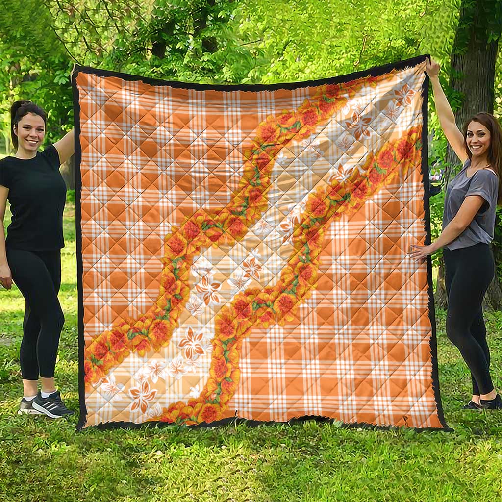 Orange Hawaii Palaka Quilt Hawaiian Ilima Lei