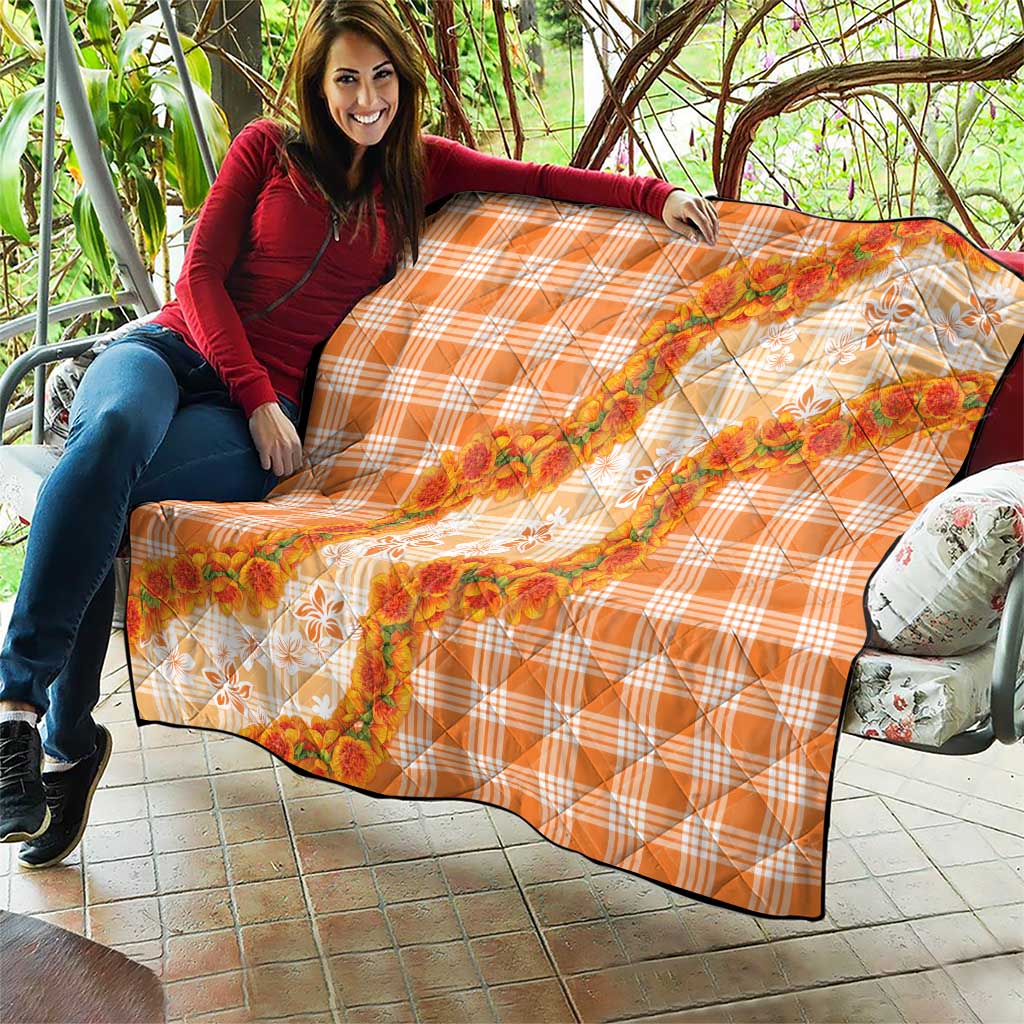Orange Hawaii Palaka Quilt Hawaiian Ilima Lei