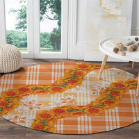 Orange Hawaii Palaka Round Carpet Hawaiian Ilima Lei LT05 - Polynesian Pride
