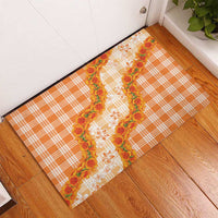 Orange Hawaii Palaka Rubber Doormat Hawaiian Ilima Lei