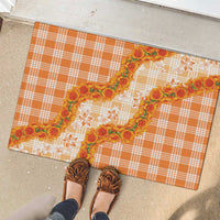 Orange Hawaii Palaka Rubber Doormat Hawaiian Ilima Lei