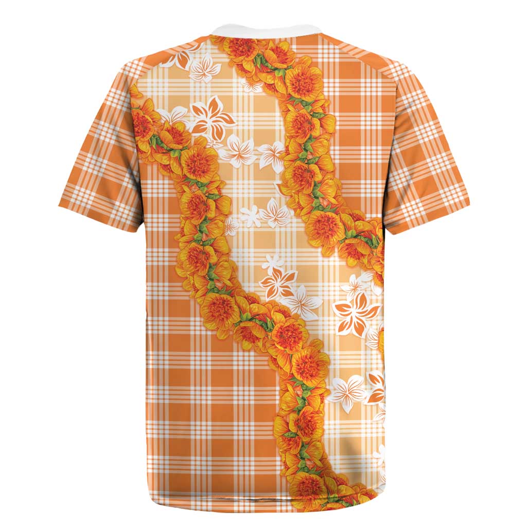 Orange Hawaii Palaka Rugby Jersey Hawaiian Ilima Lei