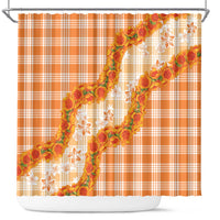 Orange Hawaii Palaka Shower Curtain Hawaiian Ilima Lei